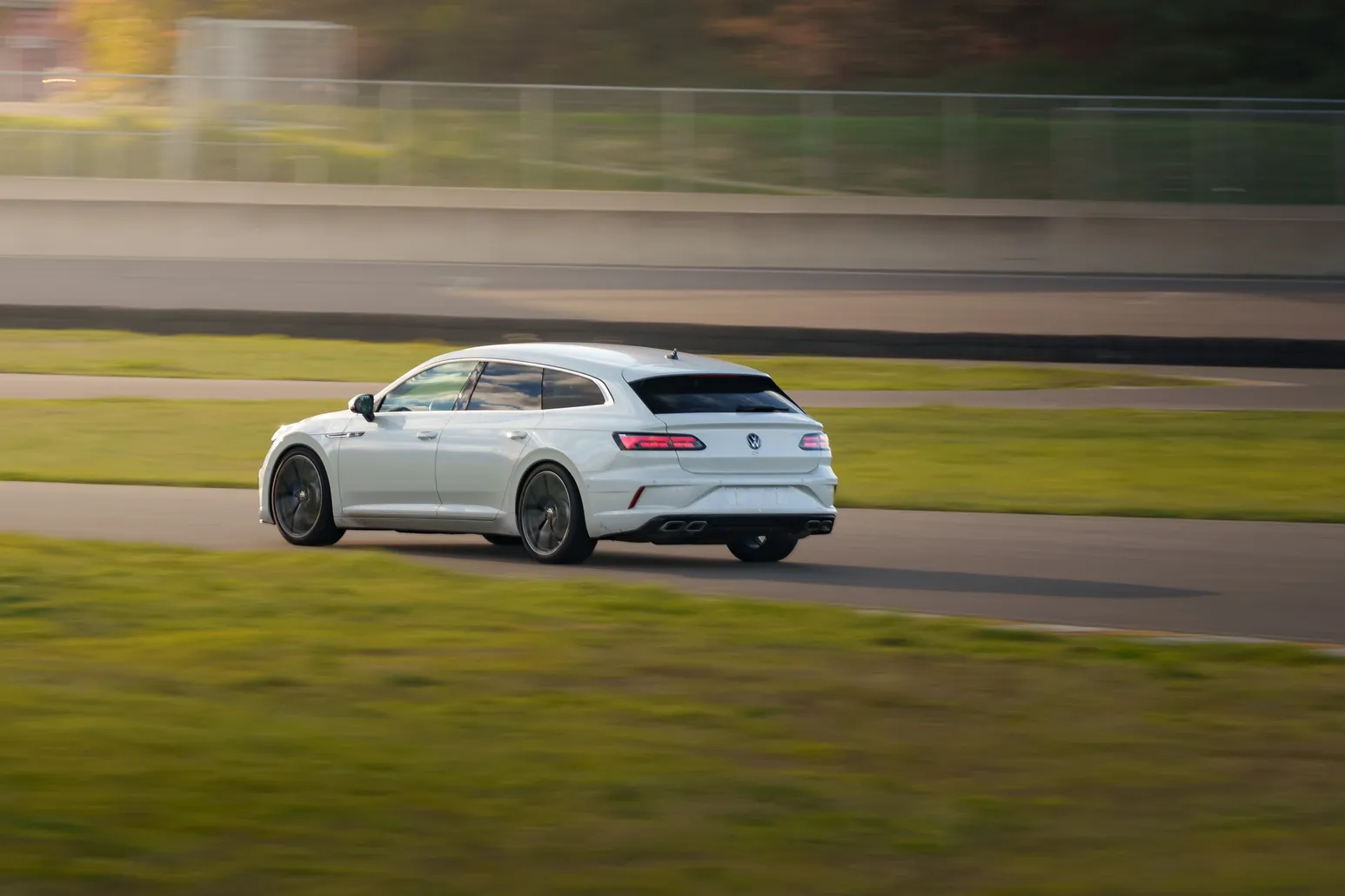 White VW Arteon Shooting Brake from behind